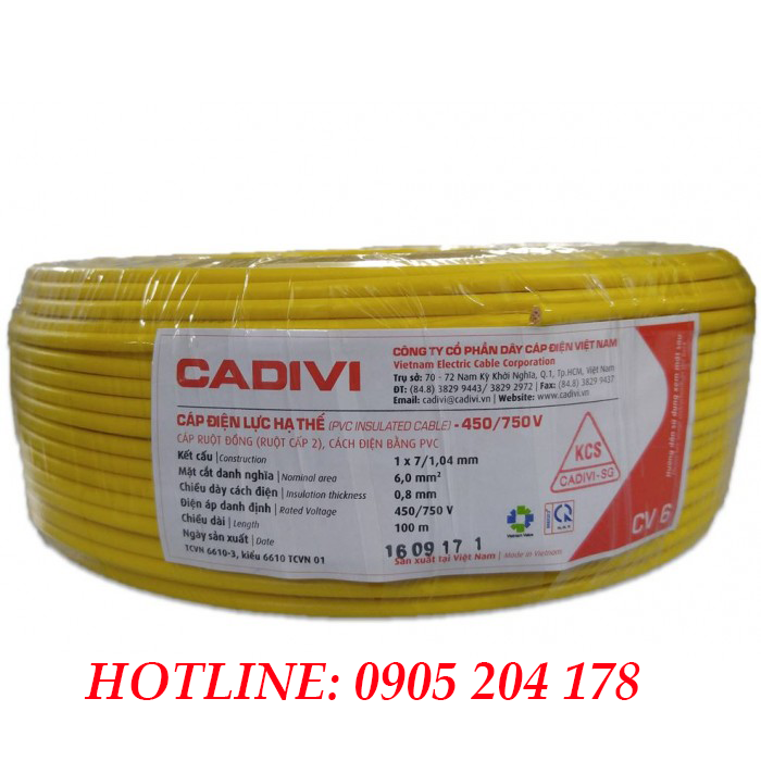 Cáp Cadivi khu vực thành phố Hồ CHí Minh - Cu/PVC 0,6/1kV 