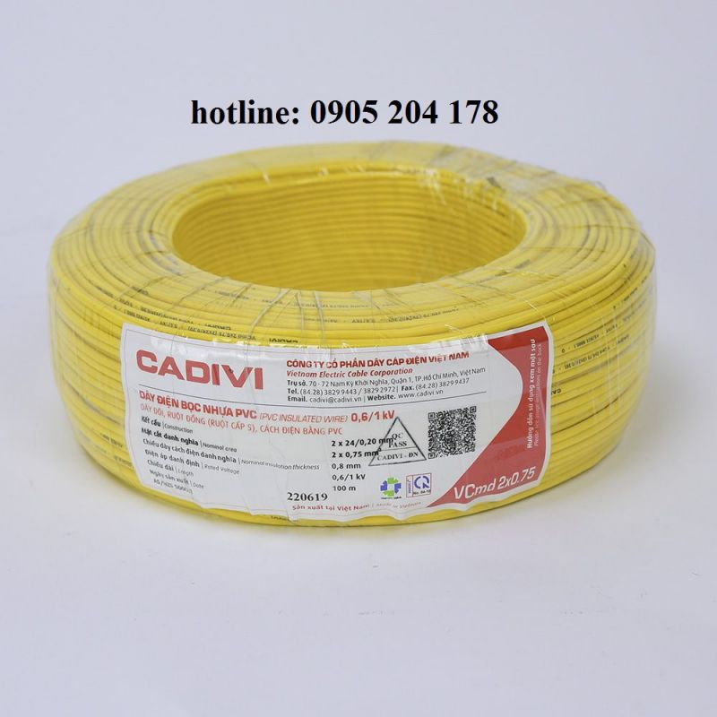 Dây điện Cadivi VCmd 2x0.75 - 0,6/1kV - Chiết khấu cao tại An Lộc